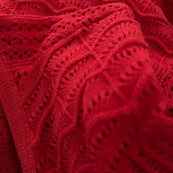 NWT Joan Rivers Open-Front Crochet Cardigan Red Sweater L - Picture 12 of 15